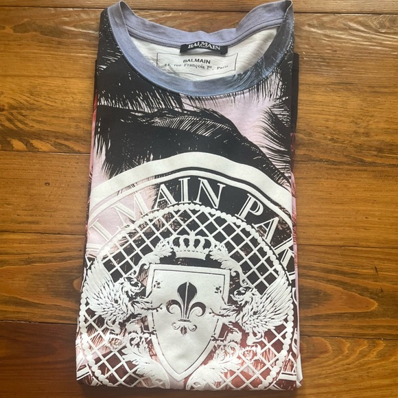 Balmain Men’s Graphic Print‎ Sunset Palms T-Shirt Size M Made In Portugal - Picture 12 of 16